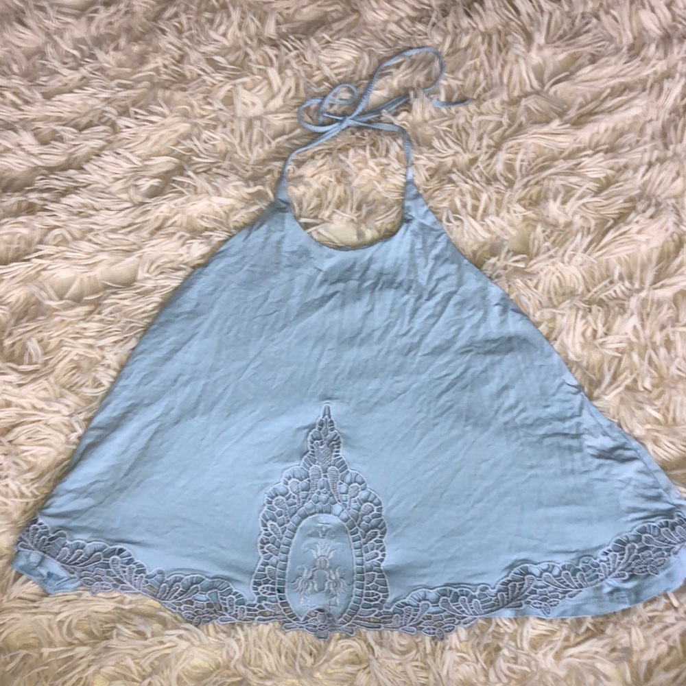 Light Blue Free Flow Cropped Halter